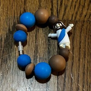 Handmade religious mini Jesus Beaded Tumbler Stanley cup handle charm
